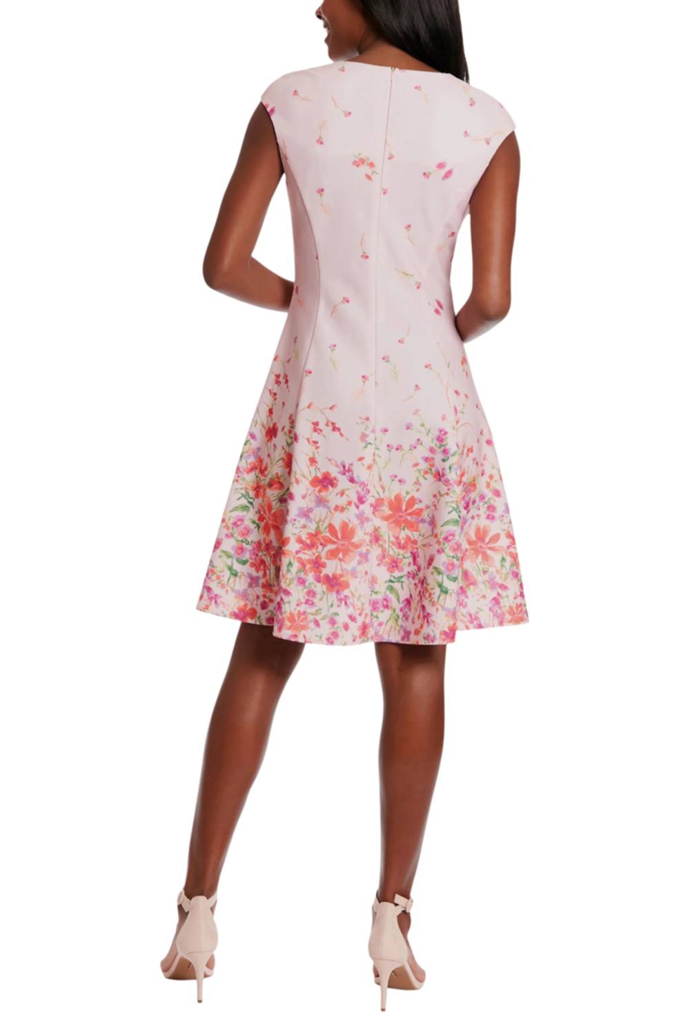 London Times - Floral Cap Sleeve A-Line Dress