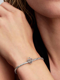 Pandora Openwork Heart Padlock Charm in silver - women's jewelry - detail view