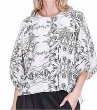 Joy Joy Gored Crew Neck Top in ink blossom - women's blouse - detail view