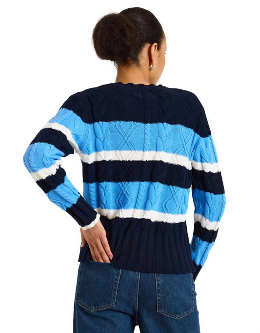 Brodie Cashmere - Cora Cable Stripe Crew Sweater