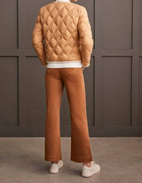 TRIBAL Button Puffer Jacket in tan - women's jacket - detail view