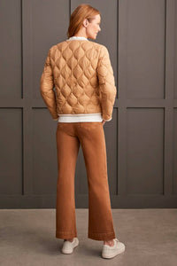 TRIBAL Button Puffer Jacket in tan - women's jacket - alternate view