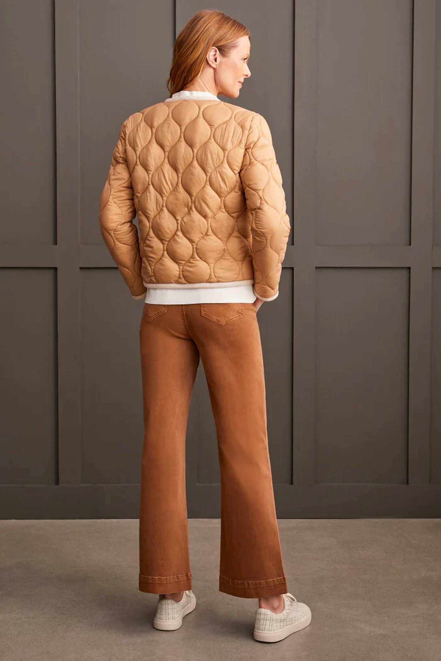 TRIBAL Button Puffer Jacket in tan - women's jacket - alternate view