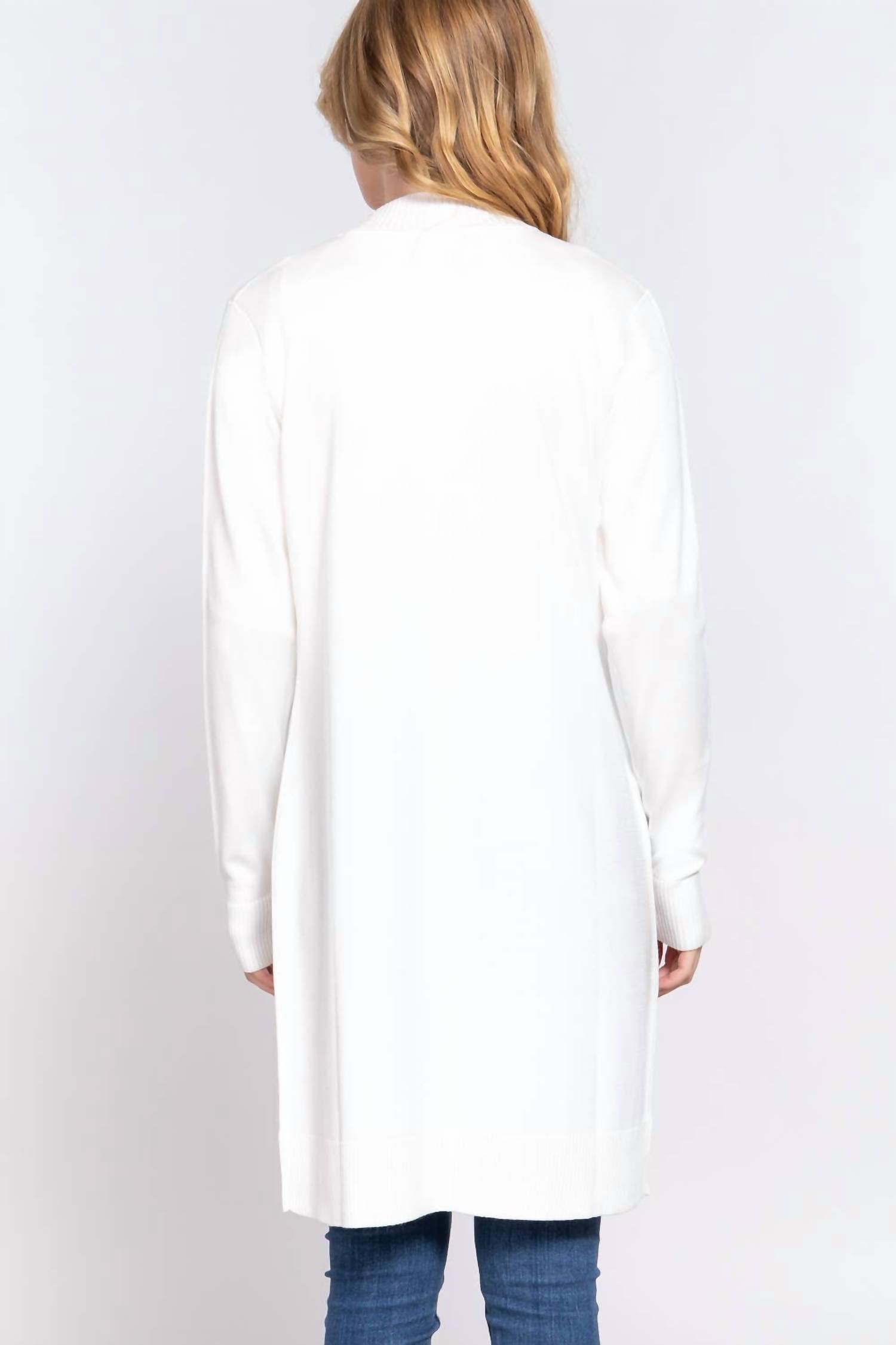 Active Basic - Rib Banded Open Tunic Cardigan