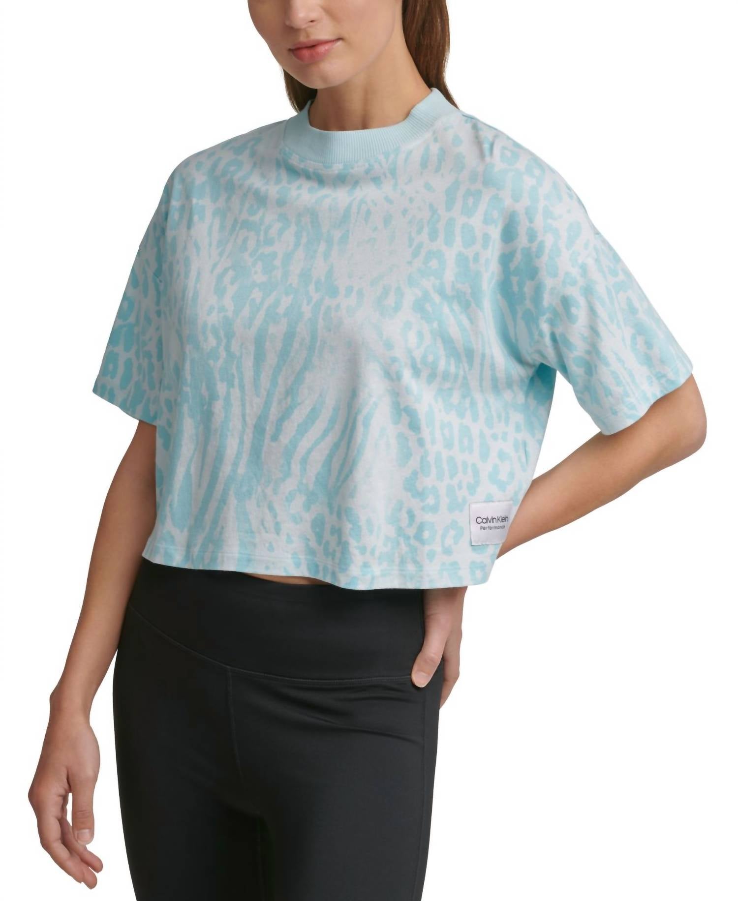Calvin Klein - Performance Cropped Animal-Print T-Shirt