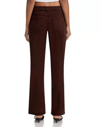 L'Agence Joanne Low Rise Wide Leg Denim Pant in brown - women's pants - detail view