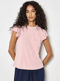 Apricot - Women's Jersey Knit Ruffle T Shirt