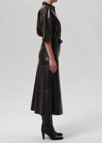 Citizens of Humanity Cassia Leather A-line Skirt in chocolate dark brown - women's skirt - alternate view