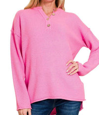 Zenana - Henley Basic Sweater