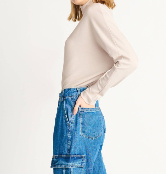 Ribbed Mockneck Knit Top