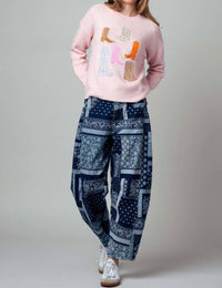 Urban Daizy Western Embroidered Cowboy Boot Sweater in pink - women's sweater - view 7