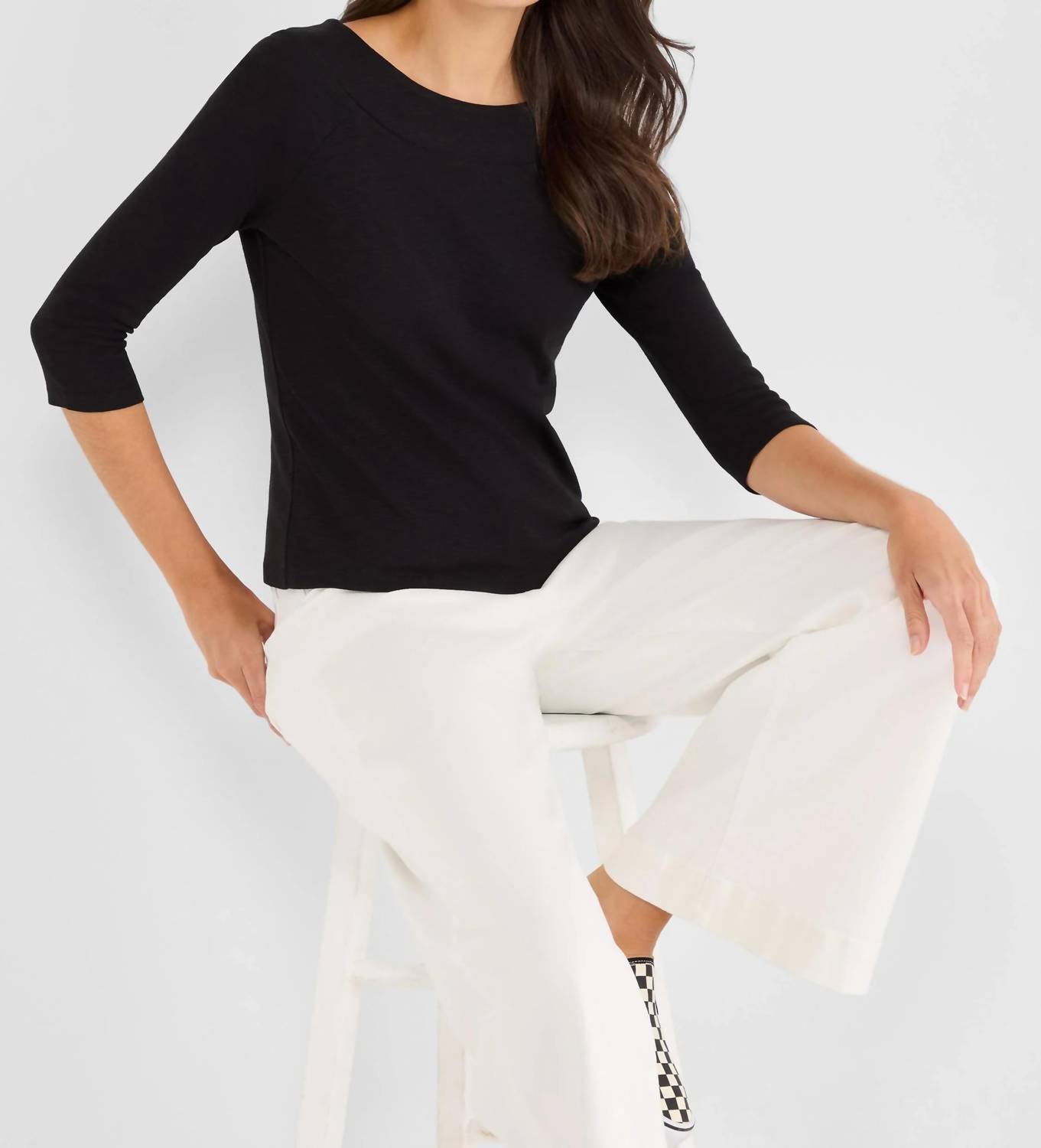 Nic + Zoe - 3/4 Sleeve Boat Neck Tee