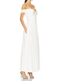 SIMKHAI Amarantha off shoulder dress in ivory - women's dress - detail view