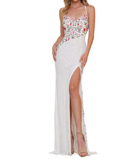 Colors Dress - Floral Beaded Mesh Gown