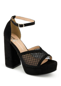 Andrea Women's Mesh Block Heel Sandal in black - women's sandal