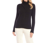Karen Kane Rib Faux Wrap Top in black - women's sweater
