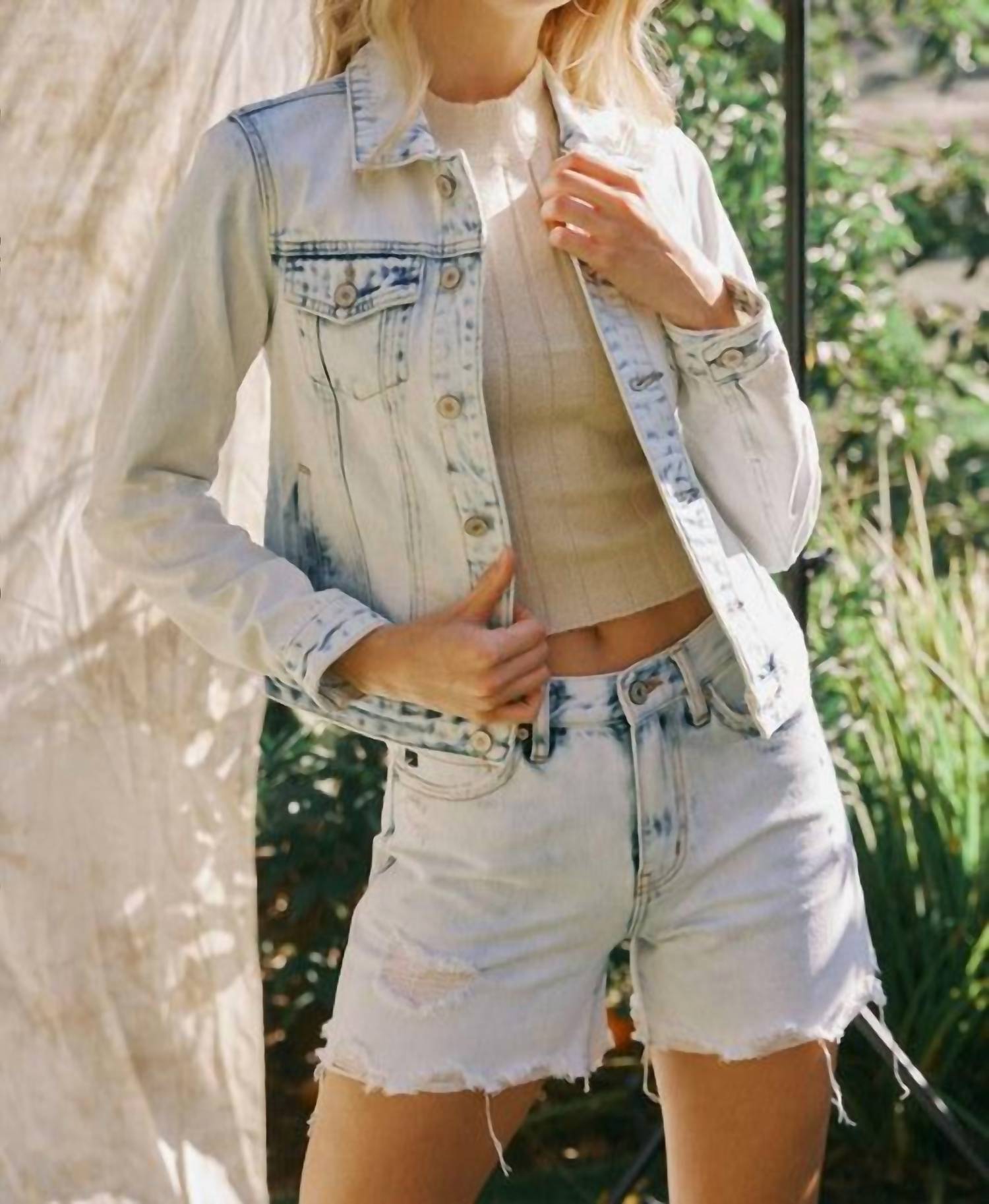 KanCan Classic Trucker Jacket in light stone - women's jacket
