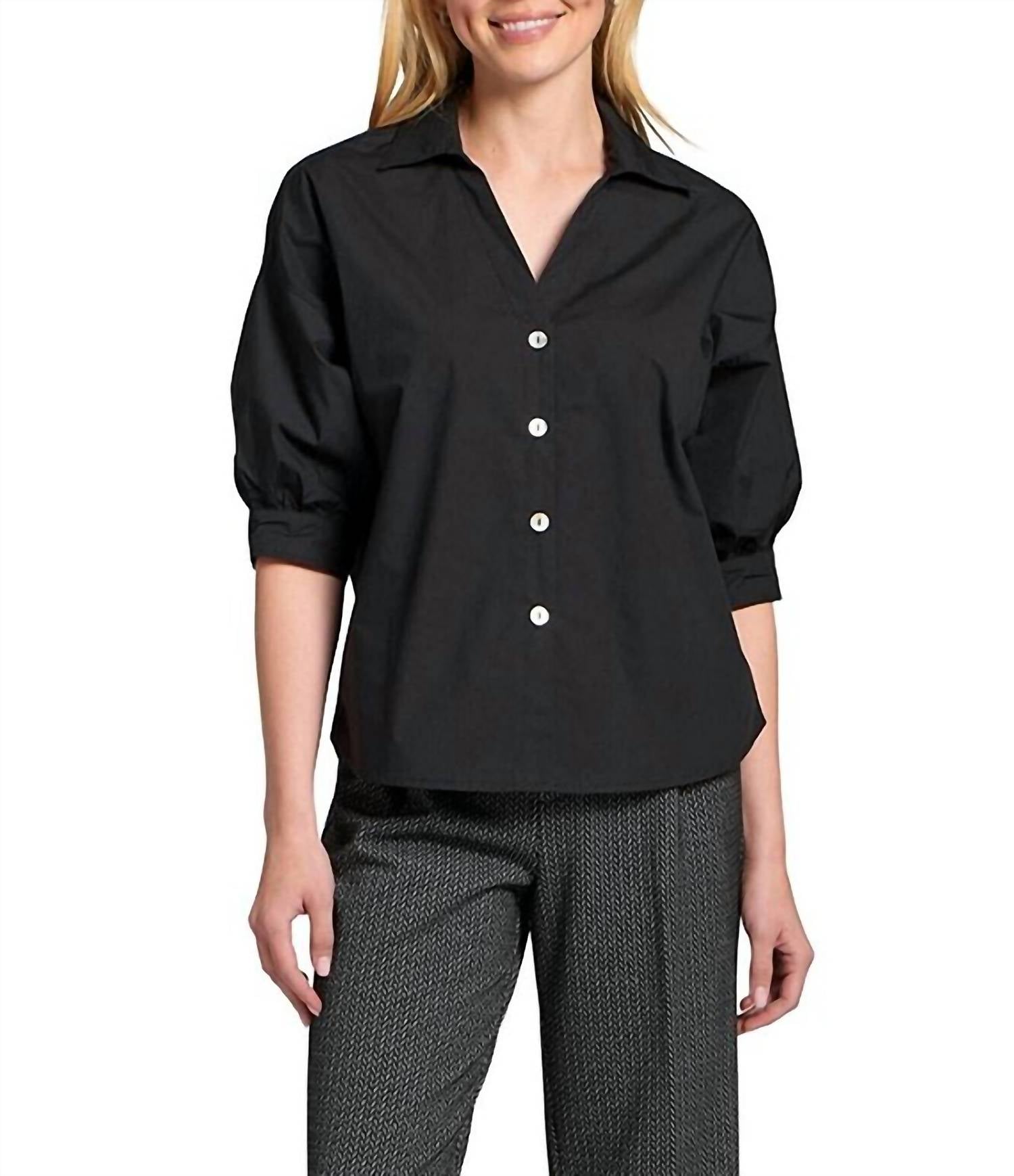 Apny - Elbow Sleeve Blouson Sleeve Shirt