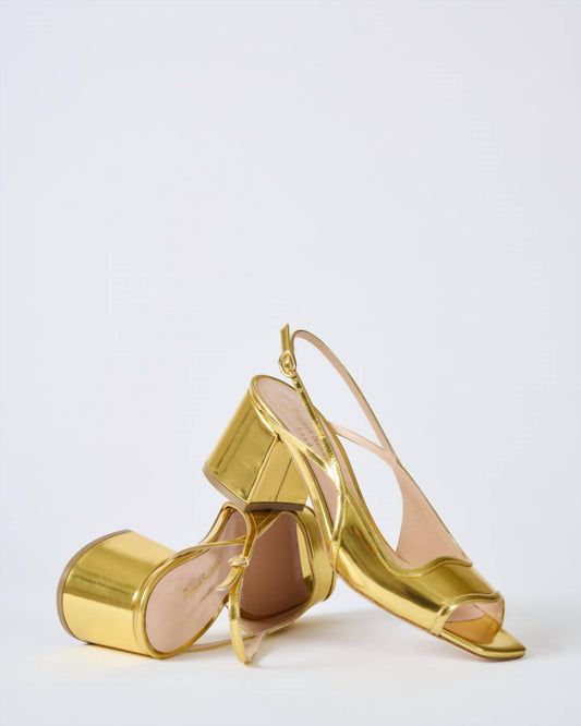 Rupert Sanderson - Women's Calvacade Mirror Gold 60mm Block Heel Peep Toe