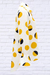 Diva Usa - Polka Dot Asymmetrical Shirt with Flared Sleeve