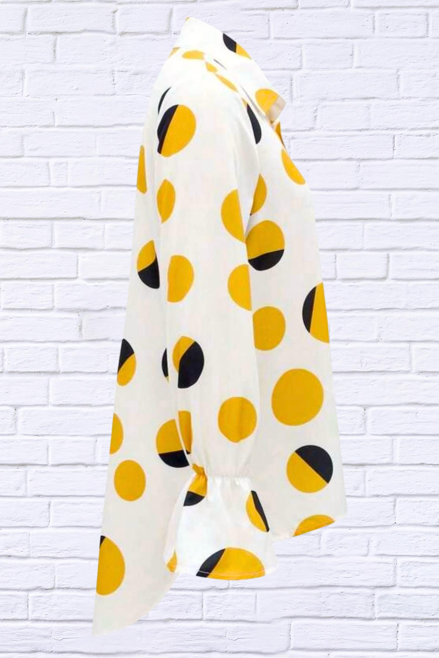 Diva Usa - Polka Dot Asymmetrical Shirt with Flared Sleeve