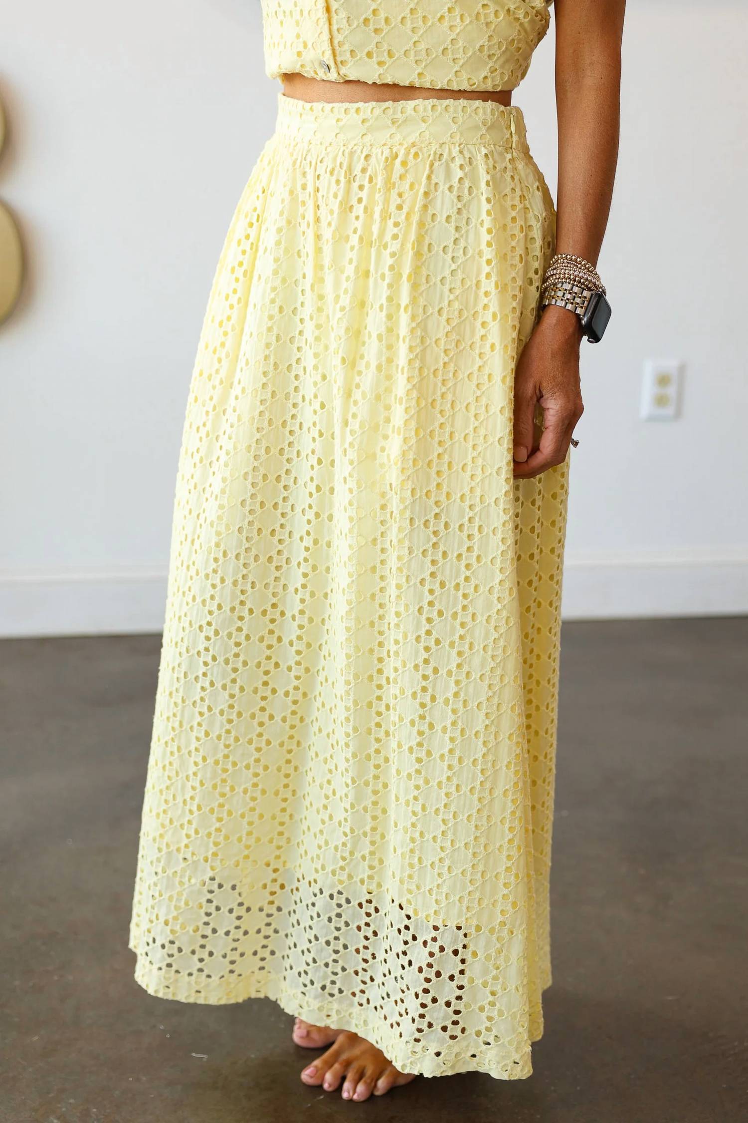 Entro - Eyelet Midi Skirt