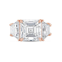 Diana M Jewels - 5.00cts Asscher-cut Lab-grown Diamond Ring With 0.60cts Trapezoid Side Stones