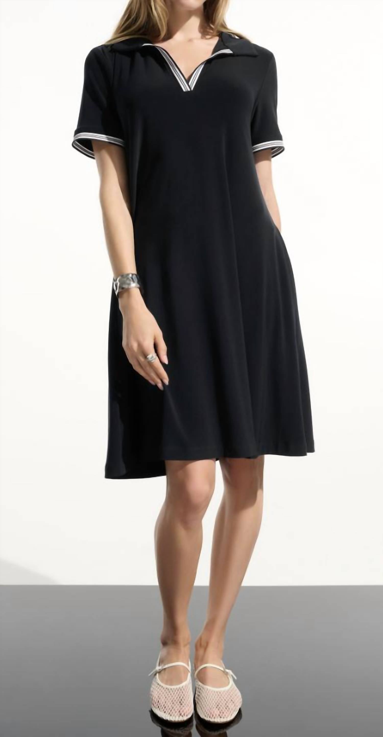 Joseph Ribkoff - Silky Knit Trapeze With Polo Collar Dress