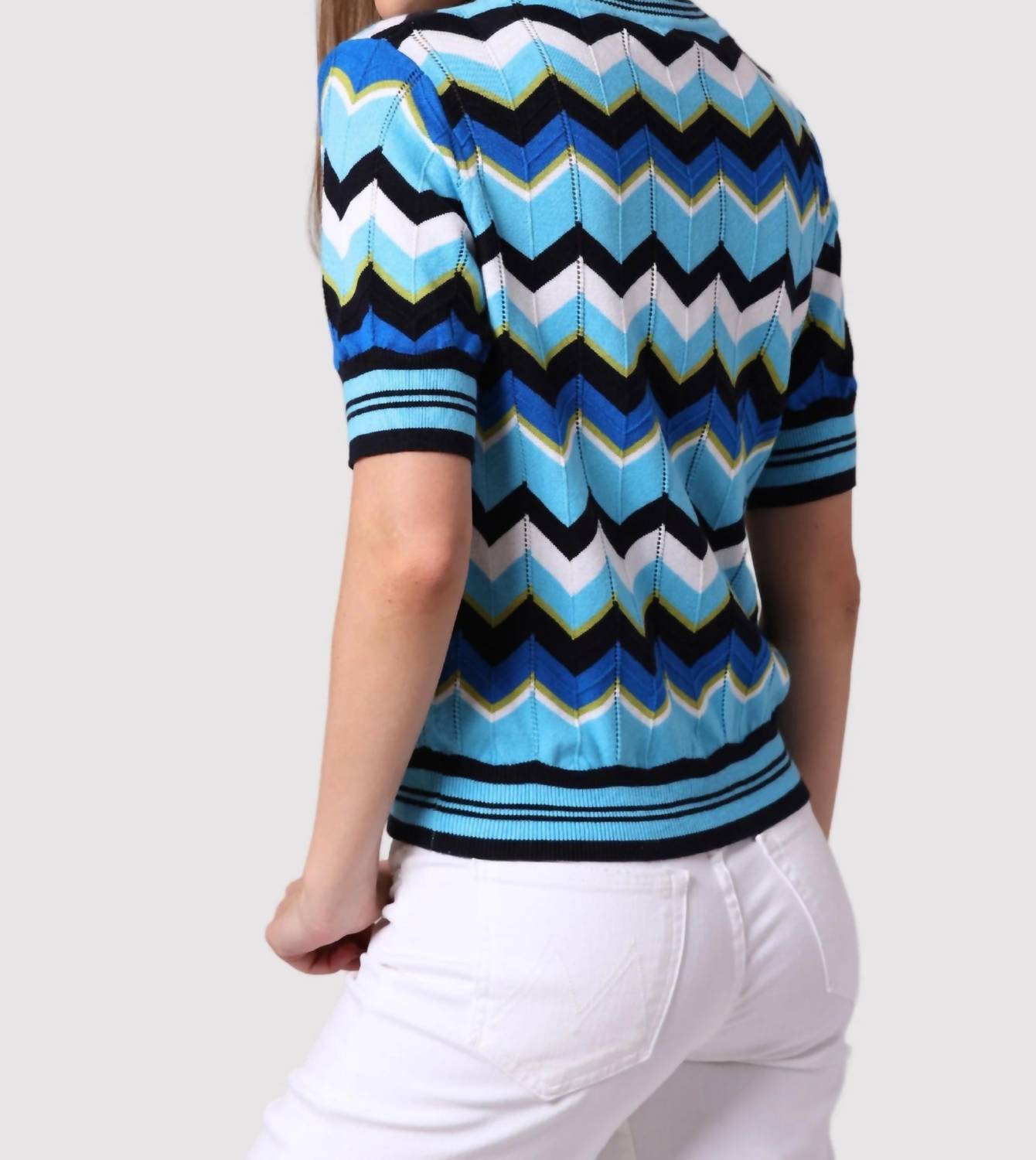 Minnie Rose - Chevron Pointelle Crew Tee