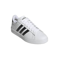 adidas Kid's Grand Court 2.0 Tennis Shoe in white black - kids' sneaker - detail view
