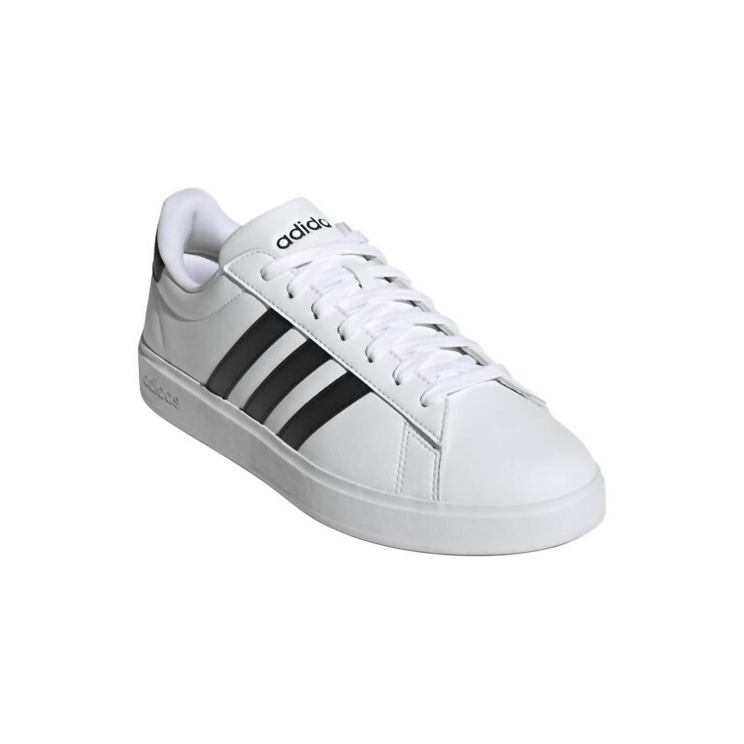 adidas Kid's Grand Court 2.0 Tennis Shoe in white black - kids' sneaker - detail view