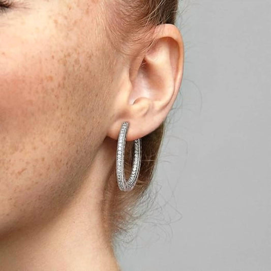 Pandora - Women's Hoop Earrings With Clear Cubic Zirconia And Cut-out Heart Details