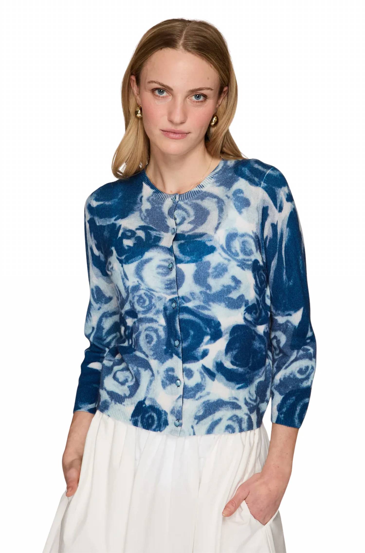 Autumn Cashmere - Watercolor rose baby cardigan