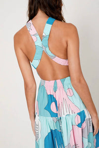 HIGHNECK CROSS BACK MIDI DRESS