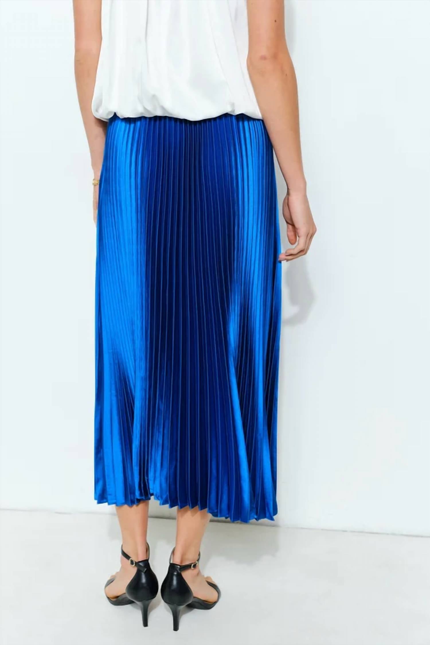 Ina Fashion - Satin Pleated Long Midi Skirt
