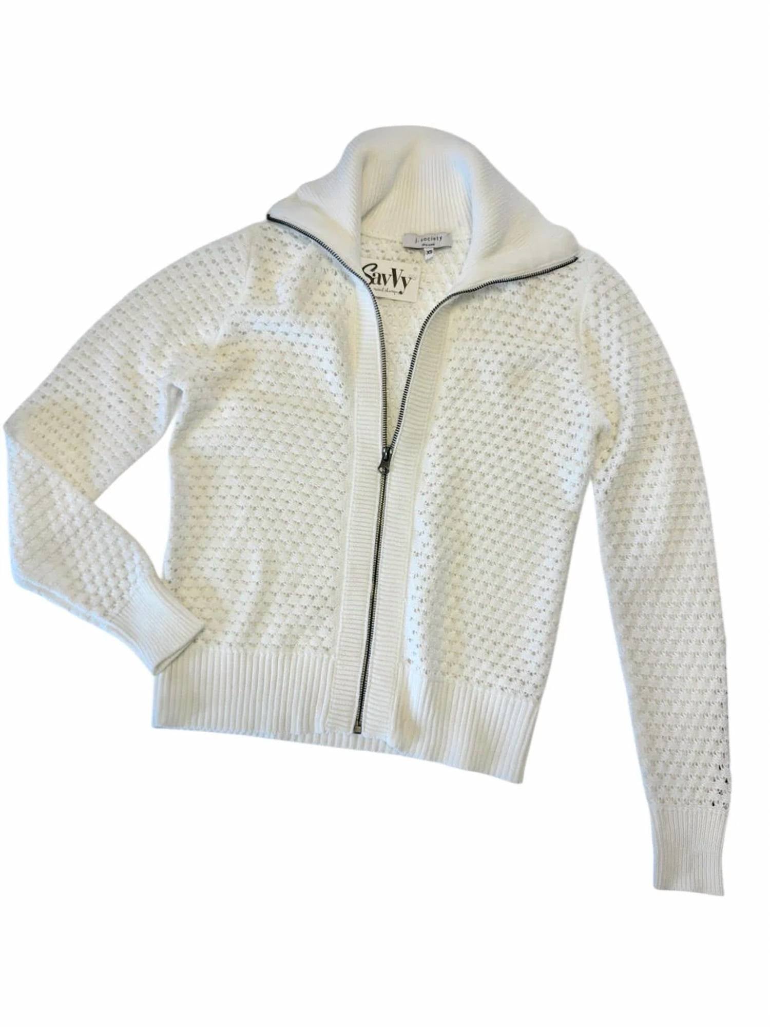 J. Society - Open Stitch Zip Front Cardigan