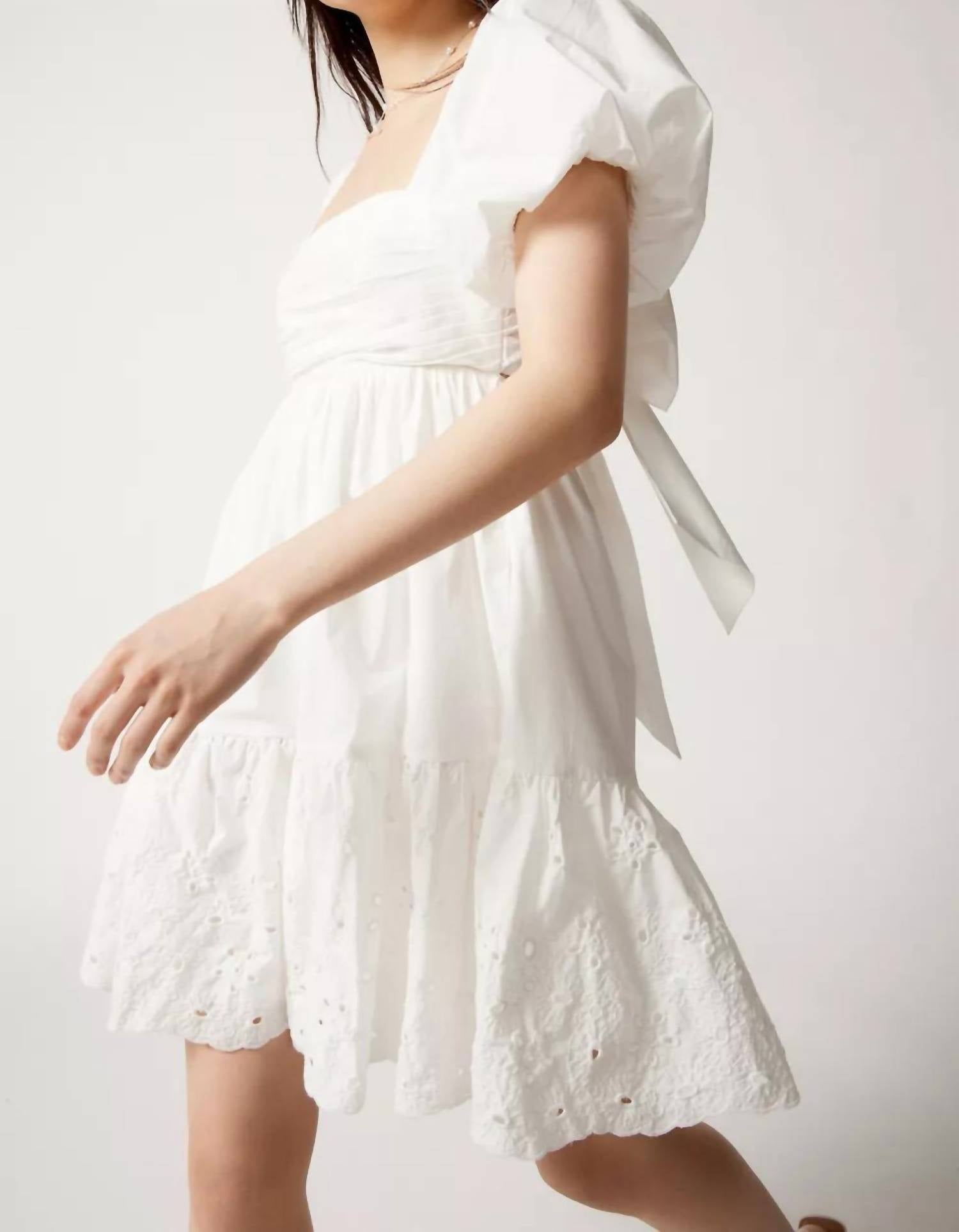 En Saison Juliet Mini Dress in white - women's dress - detail view