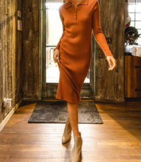 Tea N Rose - Harvard Ribbed Polo Shirt Dress