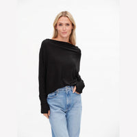 SIX/FIFTY Anywhere Holiday Off Shoulder Top in black lurex - women's sweater - alternate view
