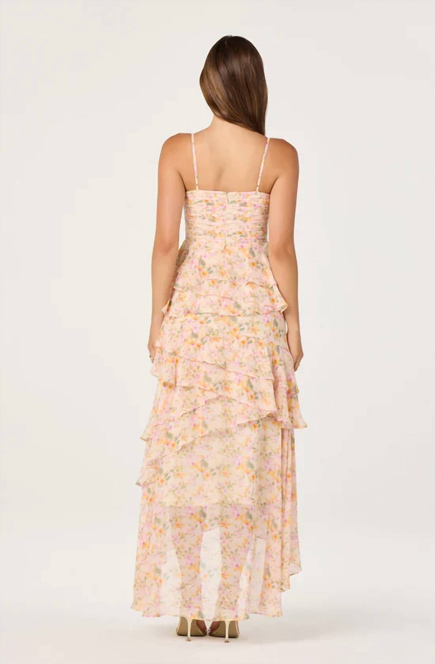 Astr - Coline Ruffle Chiffon Maxi Dress