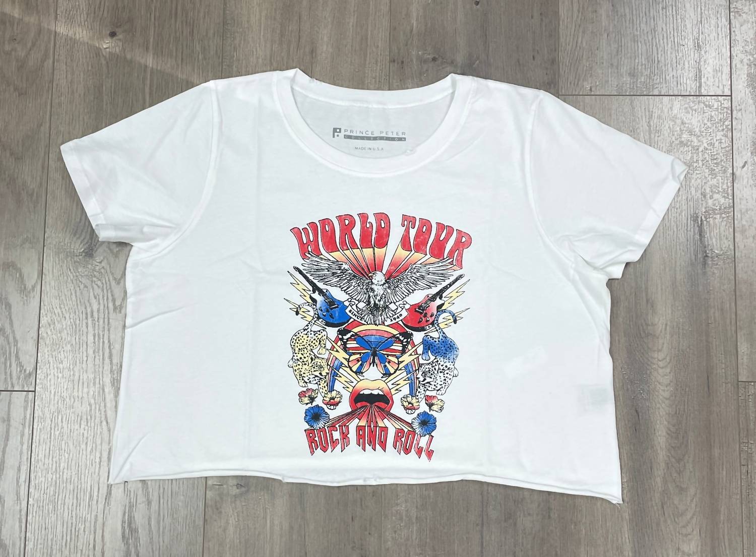 World Tour Rock Distressed Cropped Tee