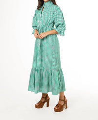 HOLLY SHAE Design Catherine Dress in green white gingham - women's dress - alternate view