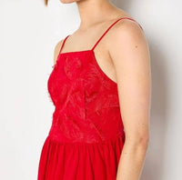 Apricot - Feather Embroidery Mini Dress