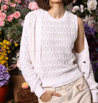 Minnie Rose - Pointelle Cotton Cashmere Sleeveless Top