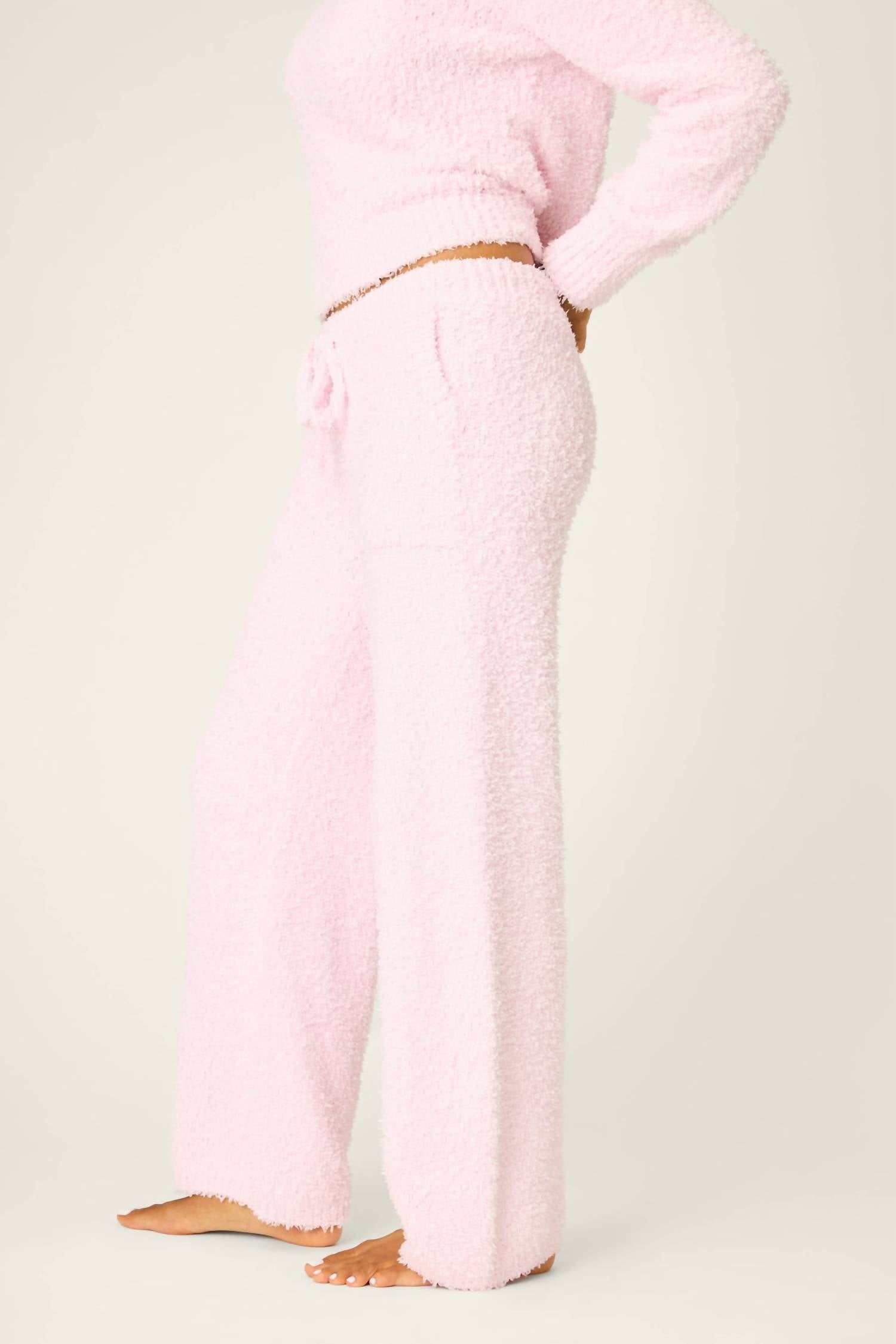 PJ Salvage Bundle Up Boucle Pajama Pant in pink - women's pants - detail view