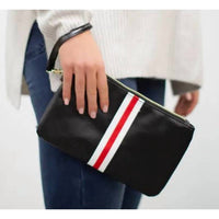 FUNKY MONKEY Women's Stripe Faux Leather Clutch Wristlet in black red white - women's bag - alternate view