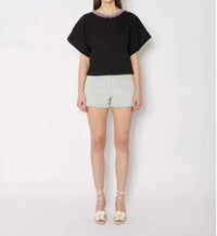 Berenice - Tember Crew Neck Tee With Contrast Neck Embroidery