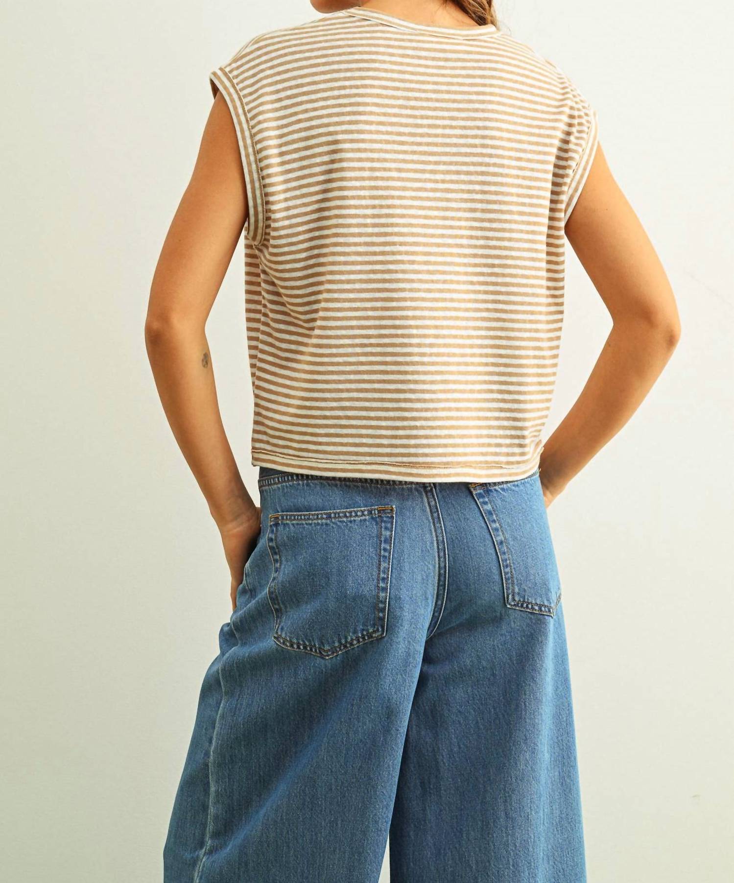 Miou Muse - Sleeveless Striped Tee