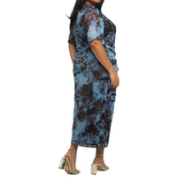 Fashion Szn Curve - Short Sleeve Abstract Mesh Midi Dress - Plus Size