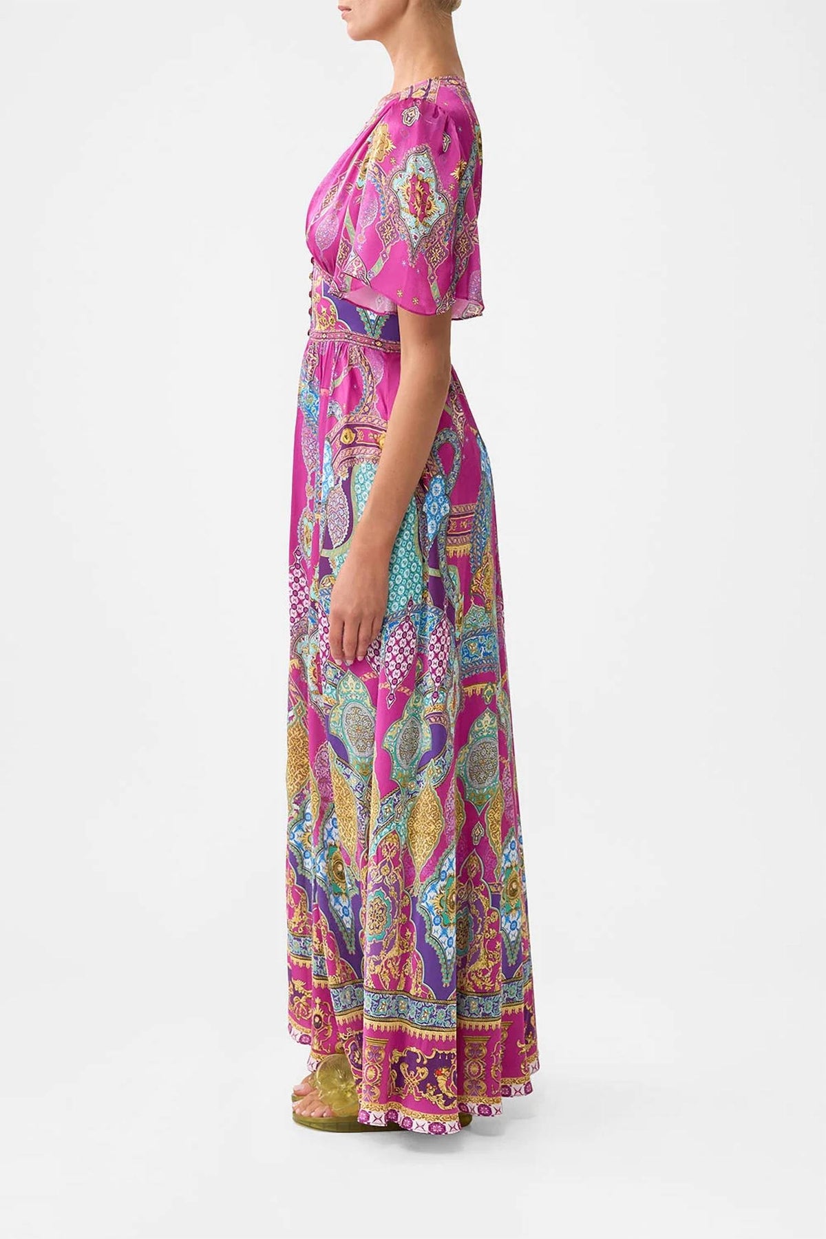 Camilla - Shaped Waistband Dress With Flutter Sleeves
